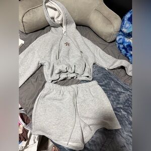 No Boundaries Light Gray Hoodie and shorts set with Star Patch